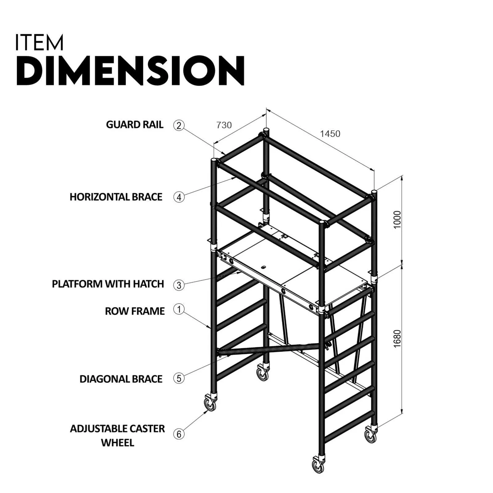 3.0M Aluminium Scaffold Mobile Tower Single Width Platform