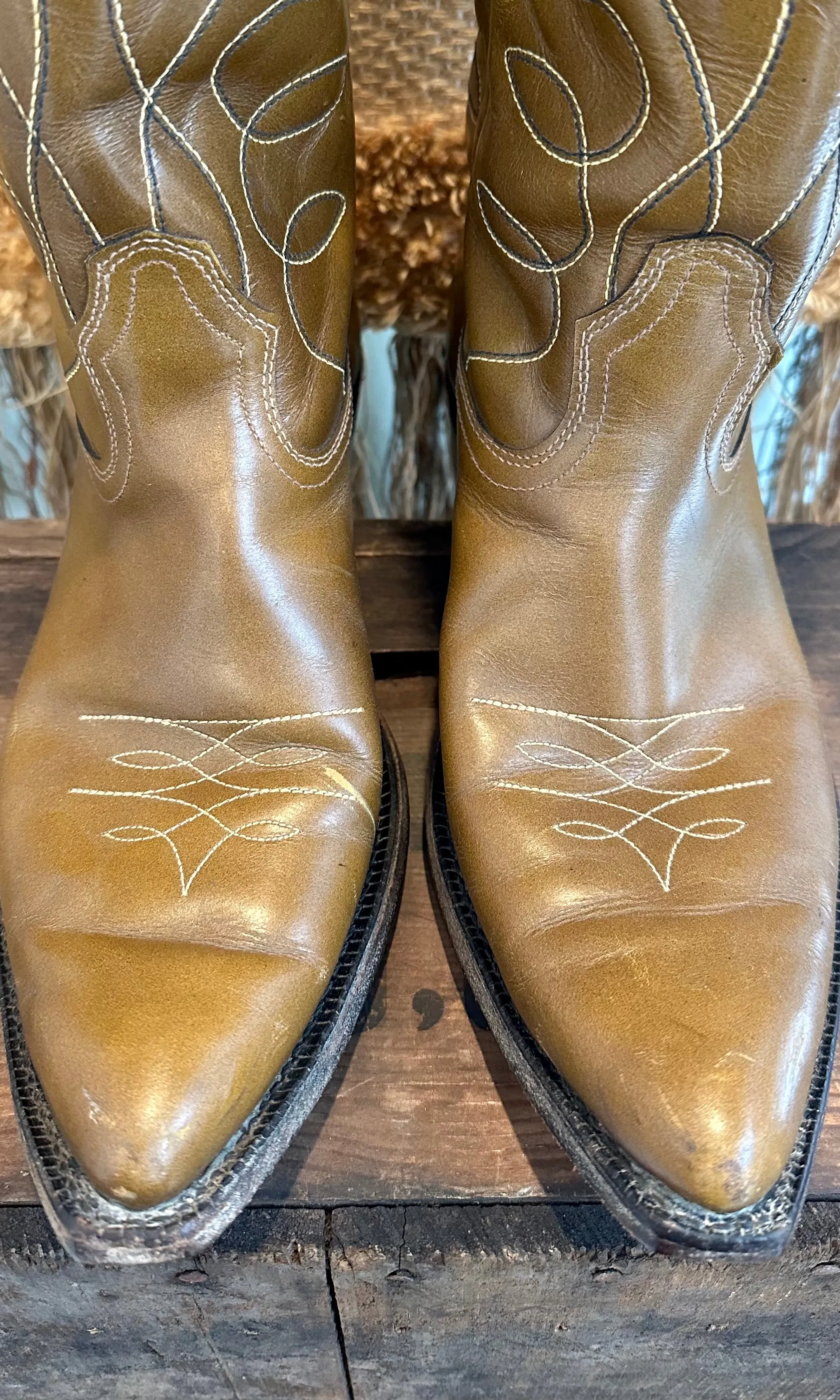 ACME SAND DUNES Taupe Vintage 60s Leather Boots • Men's size 9.5D
