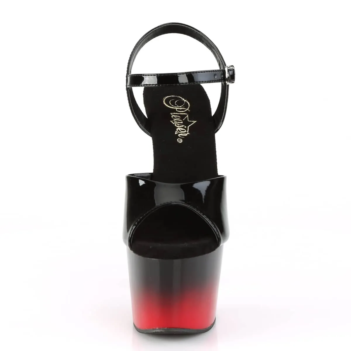 ADORE-709BR-H Black & Red Ankle Peep Toe High Heel
