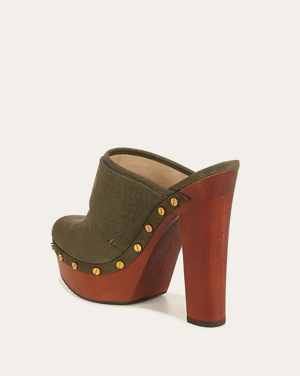Alek Leather Platform Clog - Khaki