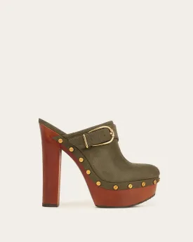 Alek Leather Platform Clog - Khaki