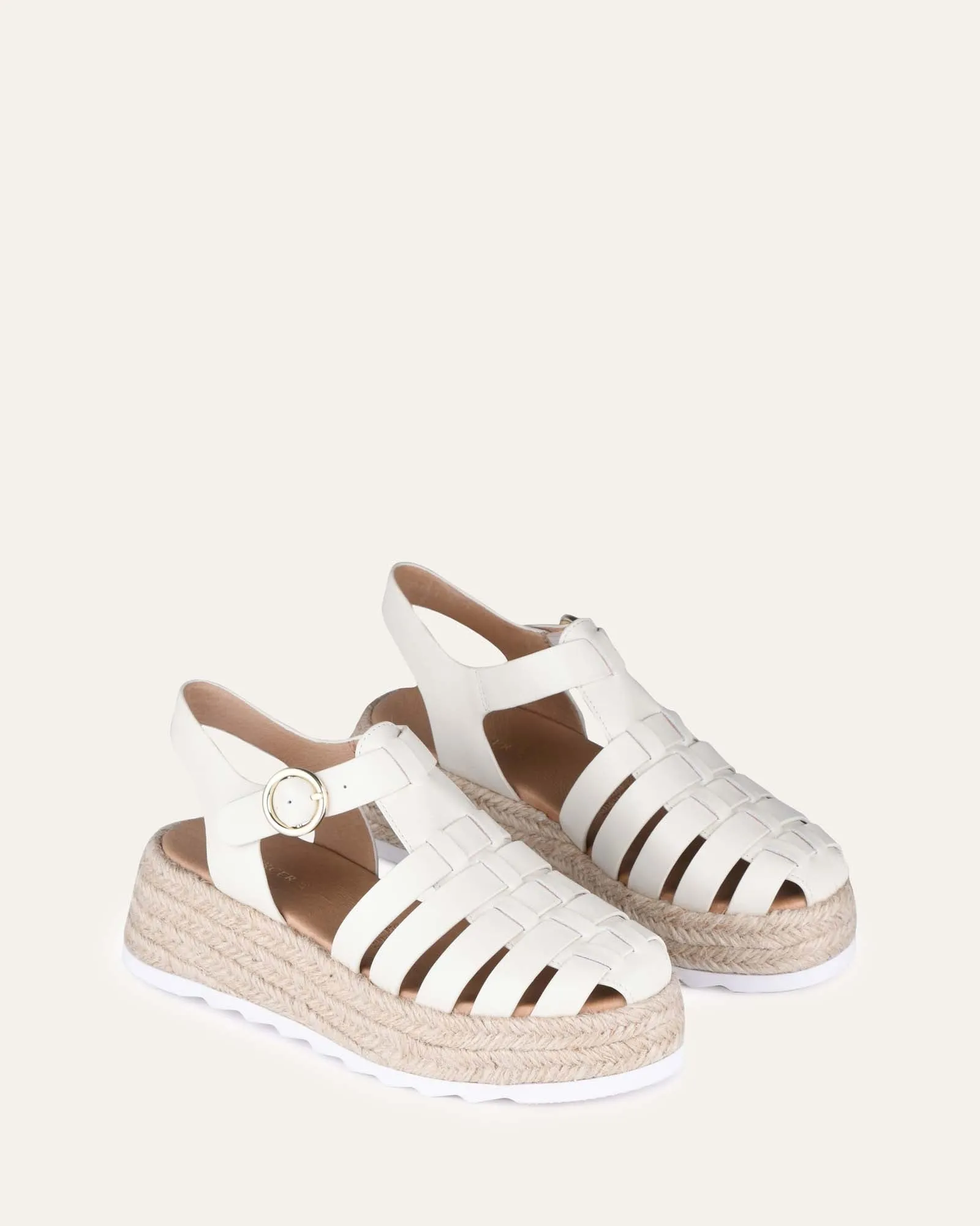 ALESSIA CASUAL FLATS OFF WHITE LEATHER