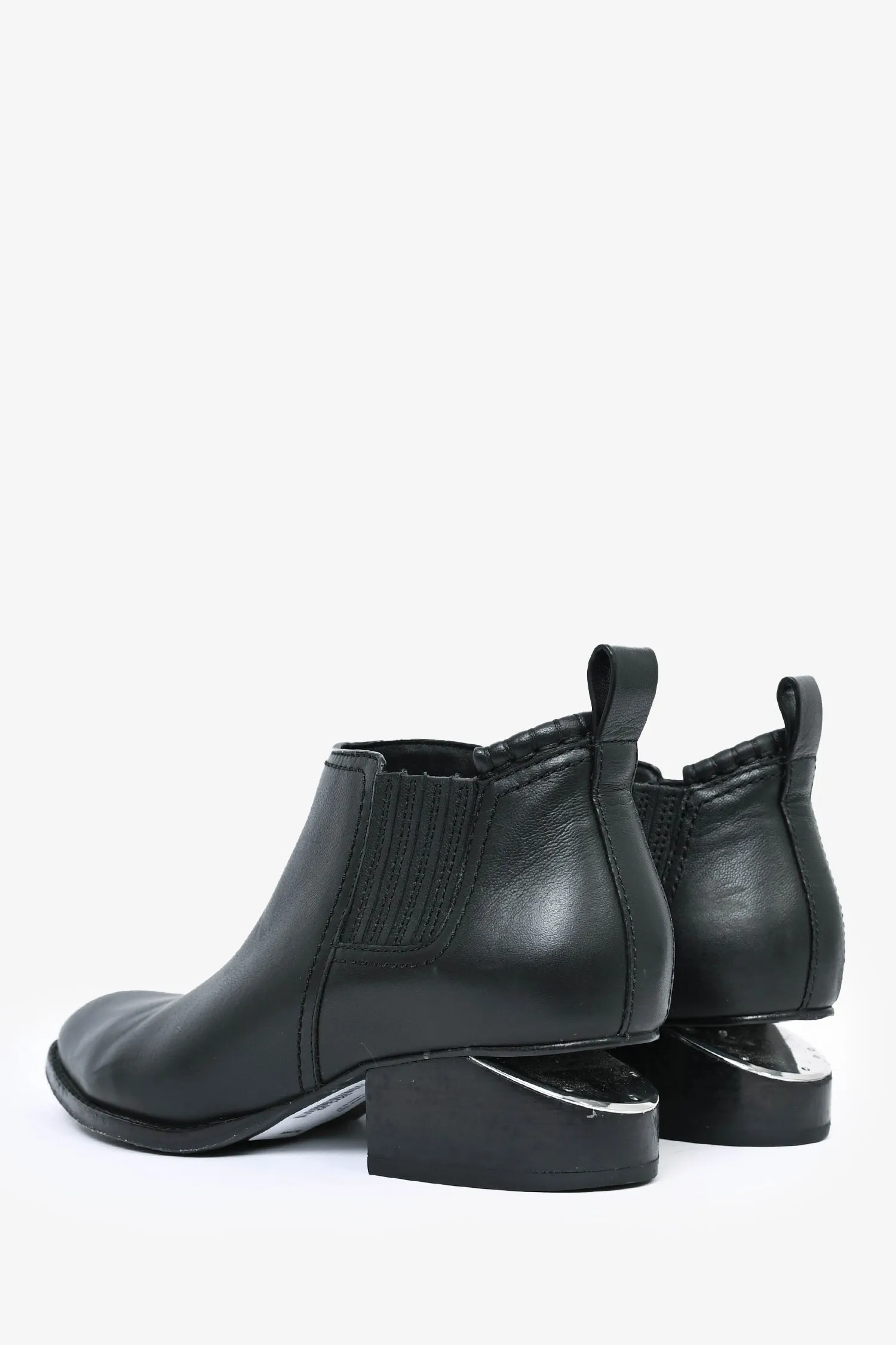 Alexander Wang Black Leather 'Kori' Ankle Boots with Silver Cutout Size 37