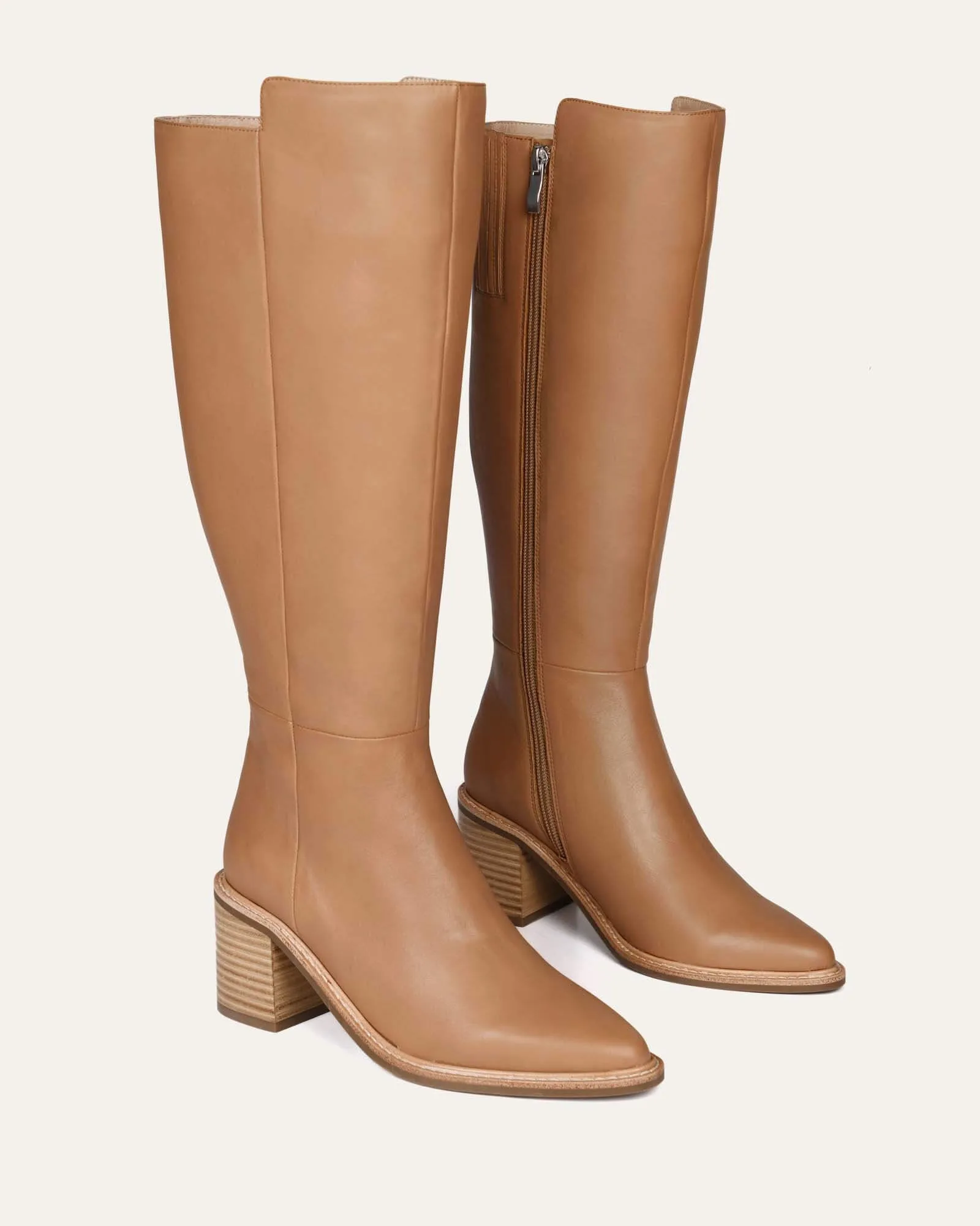 ANISSA KNEE BOOTS BEIGE LEATHER