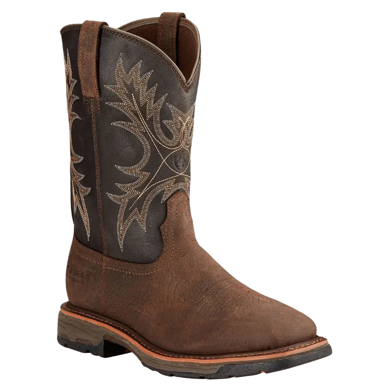 Ariat Men's WorkHog H20 Bruin Brown Waterproof Work Boots 10017436
