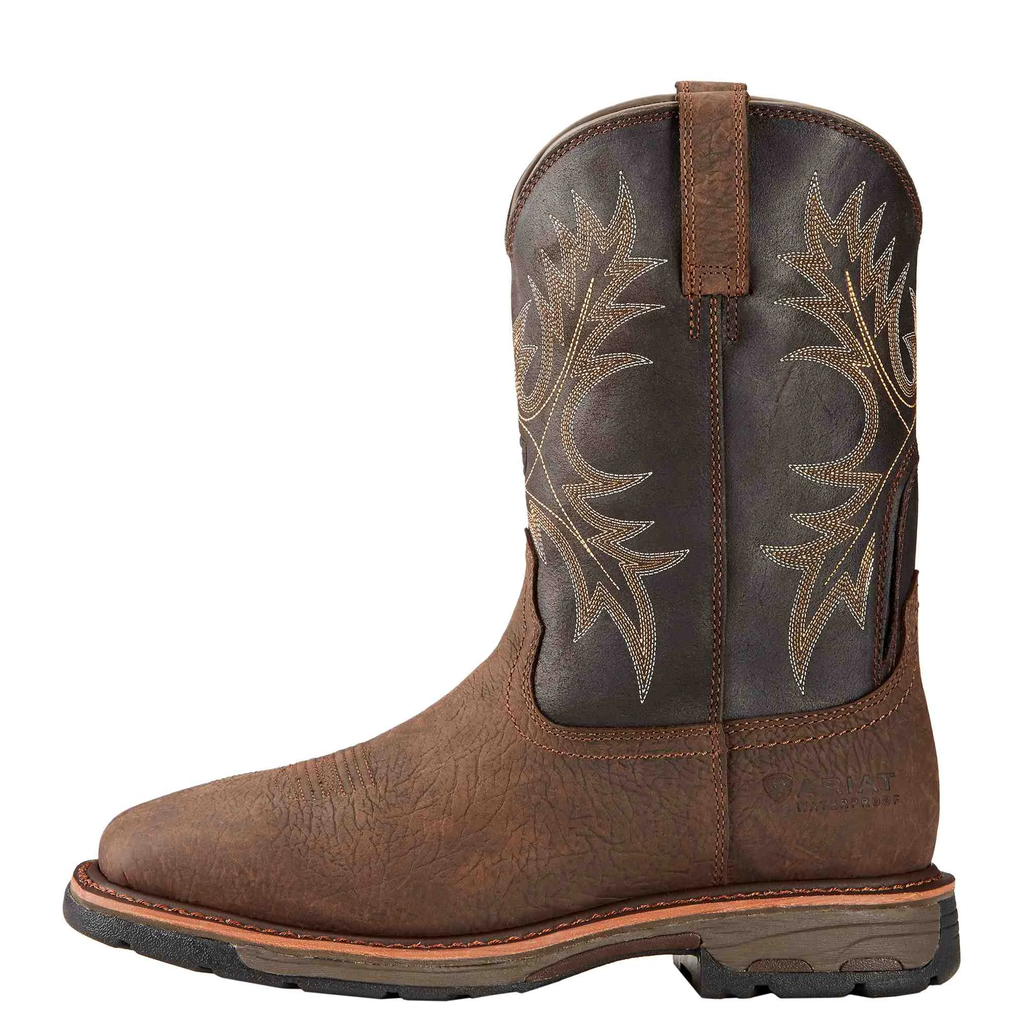 Ariat Men's WorkHog H20 Bruin Brown Waterproof Work Boots 10017436