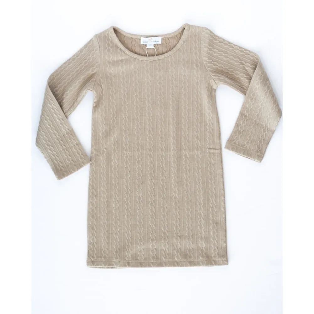 Bailey's Blossoms-Long Sleeve Cable Knit Dress