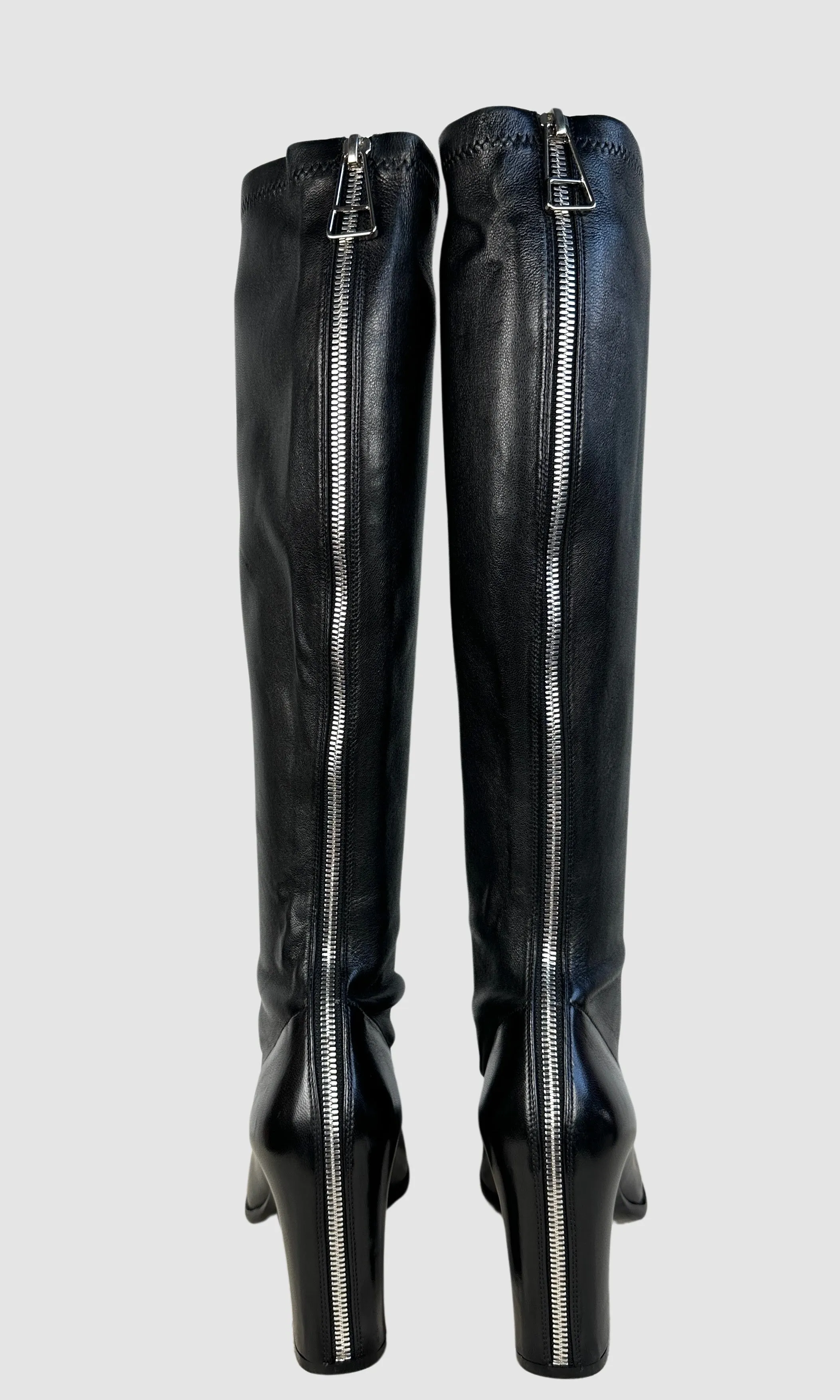 BALENCIAGA Black Leather Zip Up Boots • Size 38 to 40, 7.5 to 8