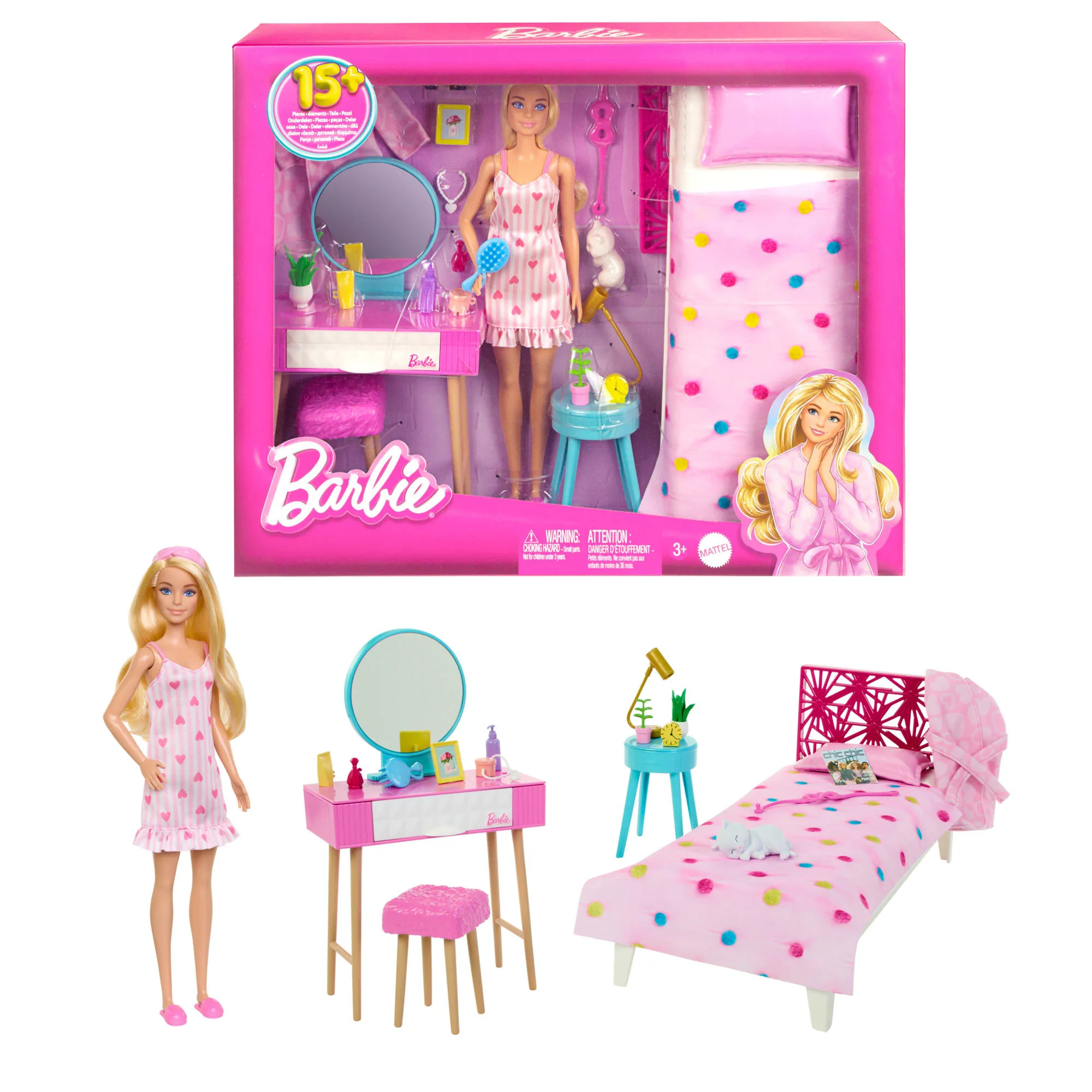 Barbie Doll And Bedroom Playset, Barbie Furniture With 20  Pieces