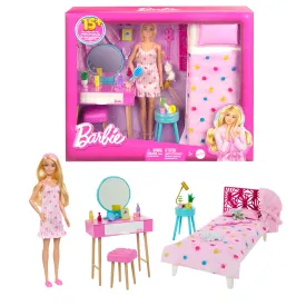 Barbie Doll And Bedroom Playset, Barbie Furniture With 20  Pieces
