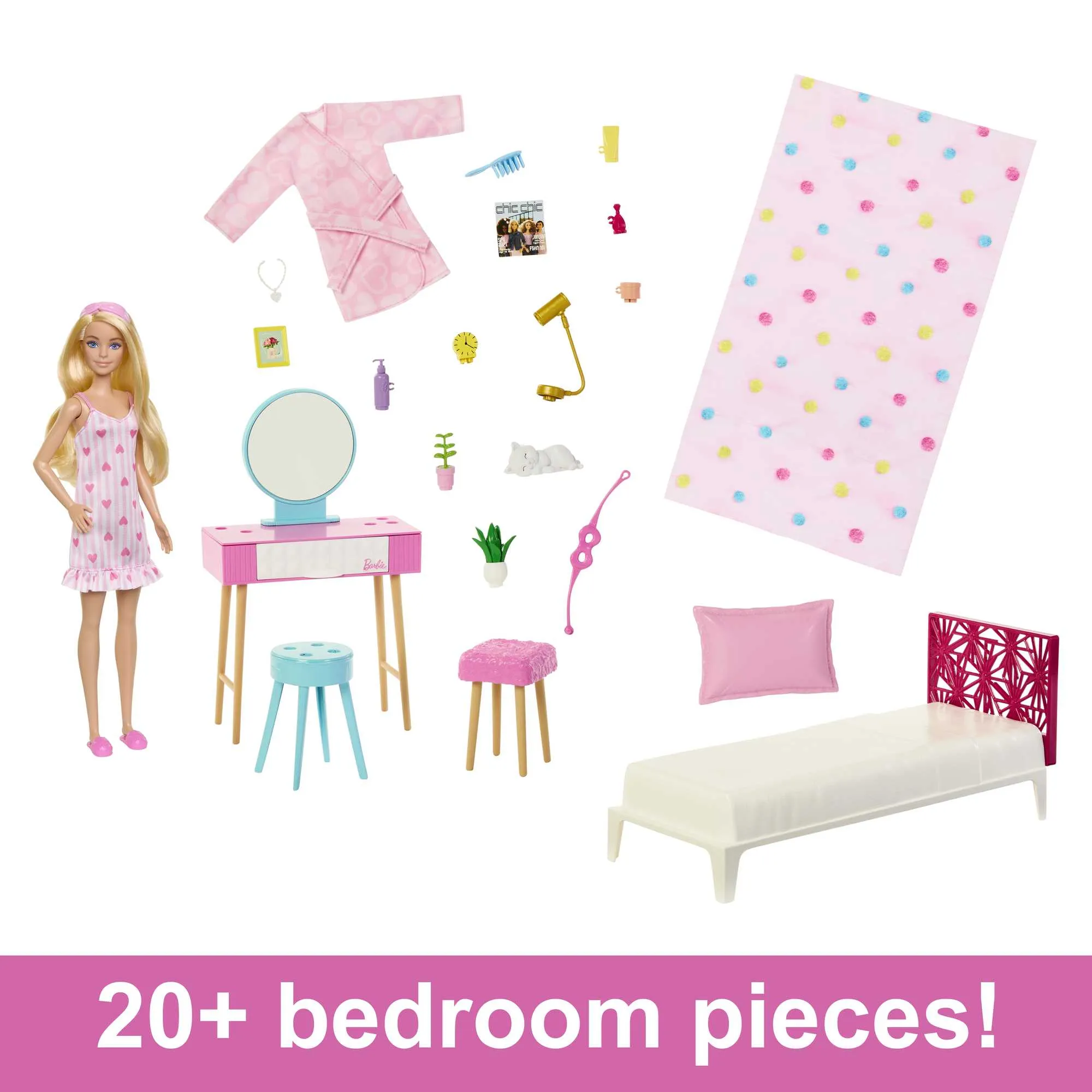 Barbie Doll And Bedroom Playset, Barbie Furniture With 20  Pieces