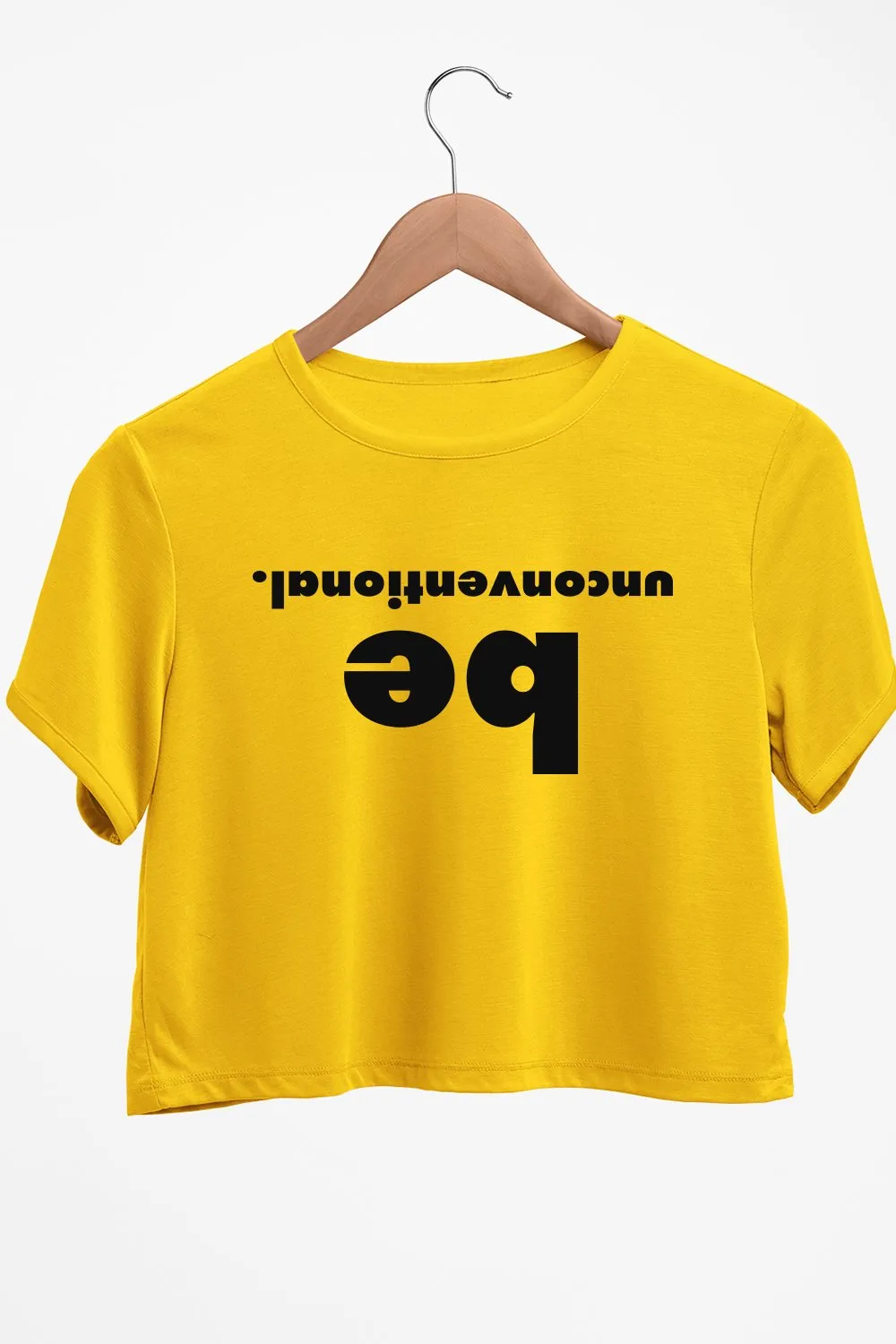 Be Unconventional Graphic Printed Yellow Crop Top