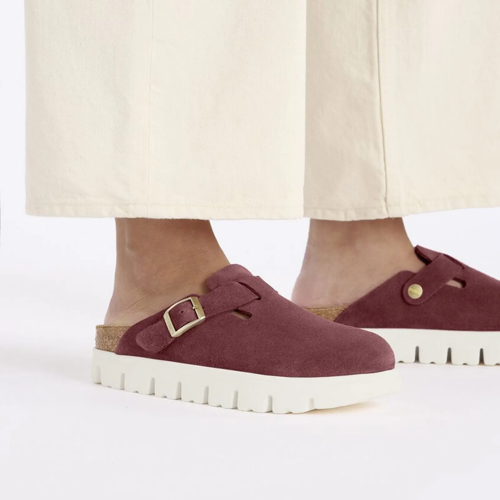 Birkenstock Boston Chunky Narrow Clog (Women) - Berry Crush Suede