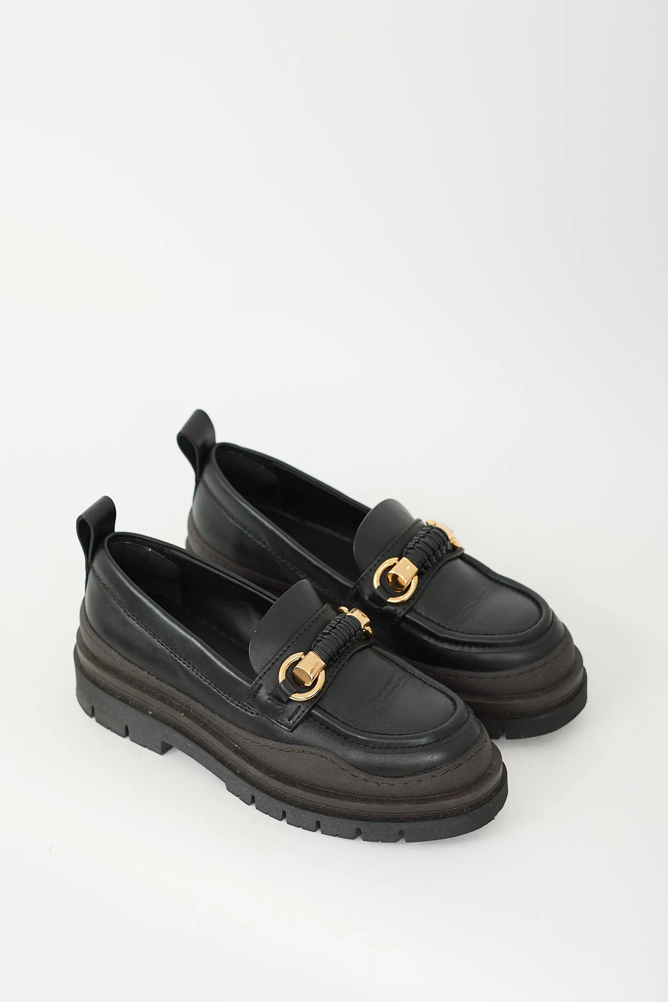 Black & Brown Leather Lylia Lug Sole Loafer