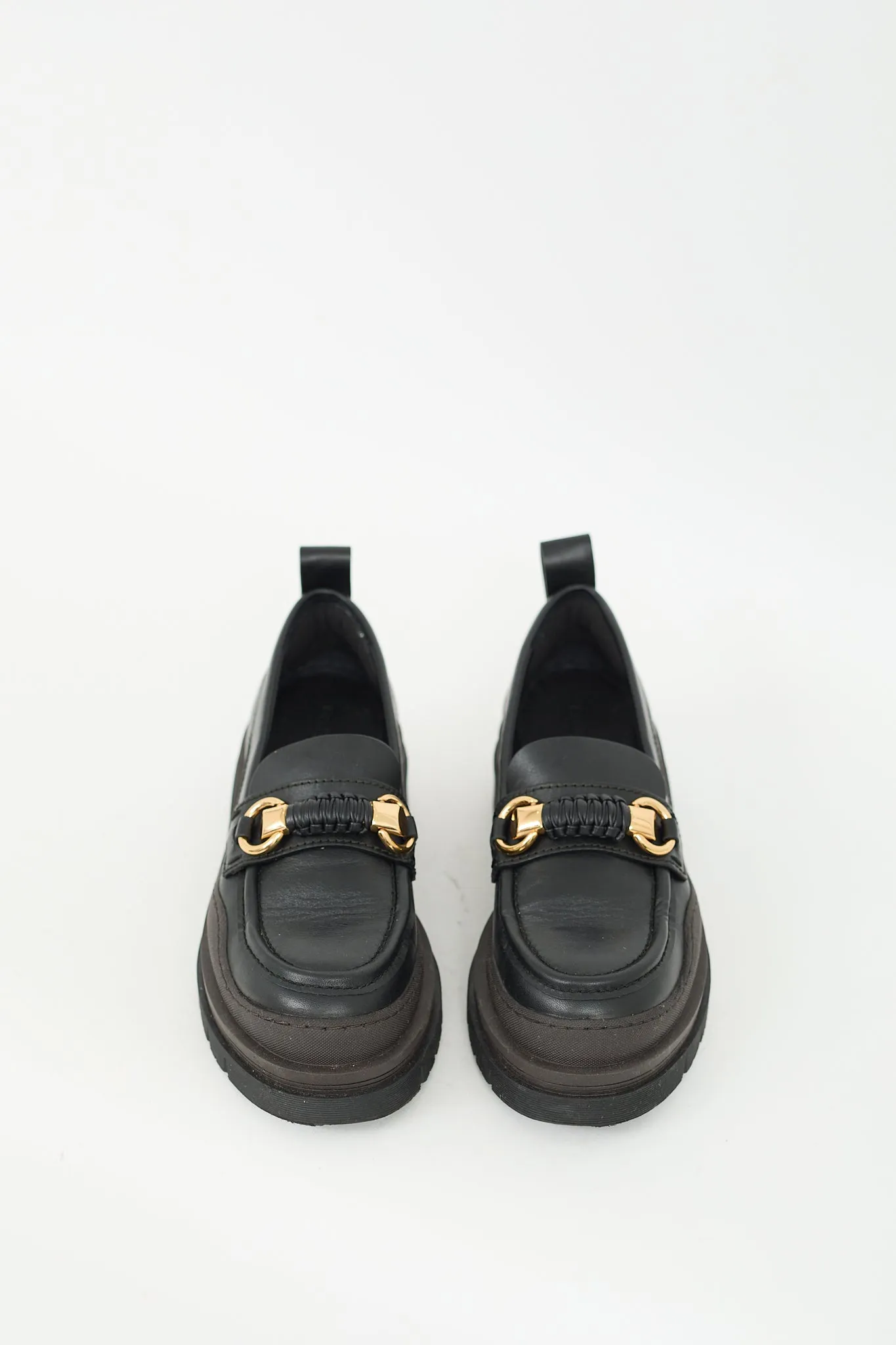 Black & Brown Leather Lylia Lug Sole Loafer