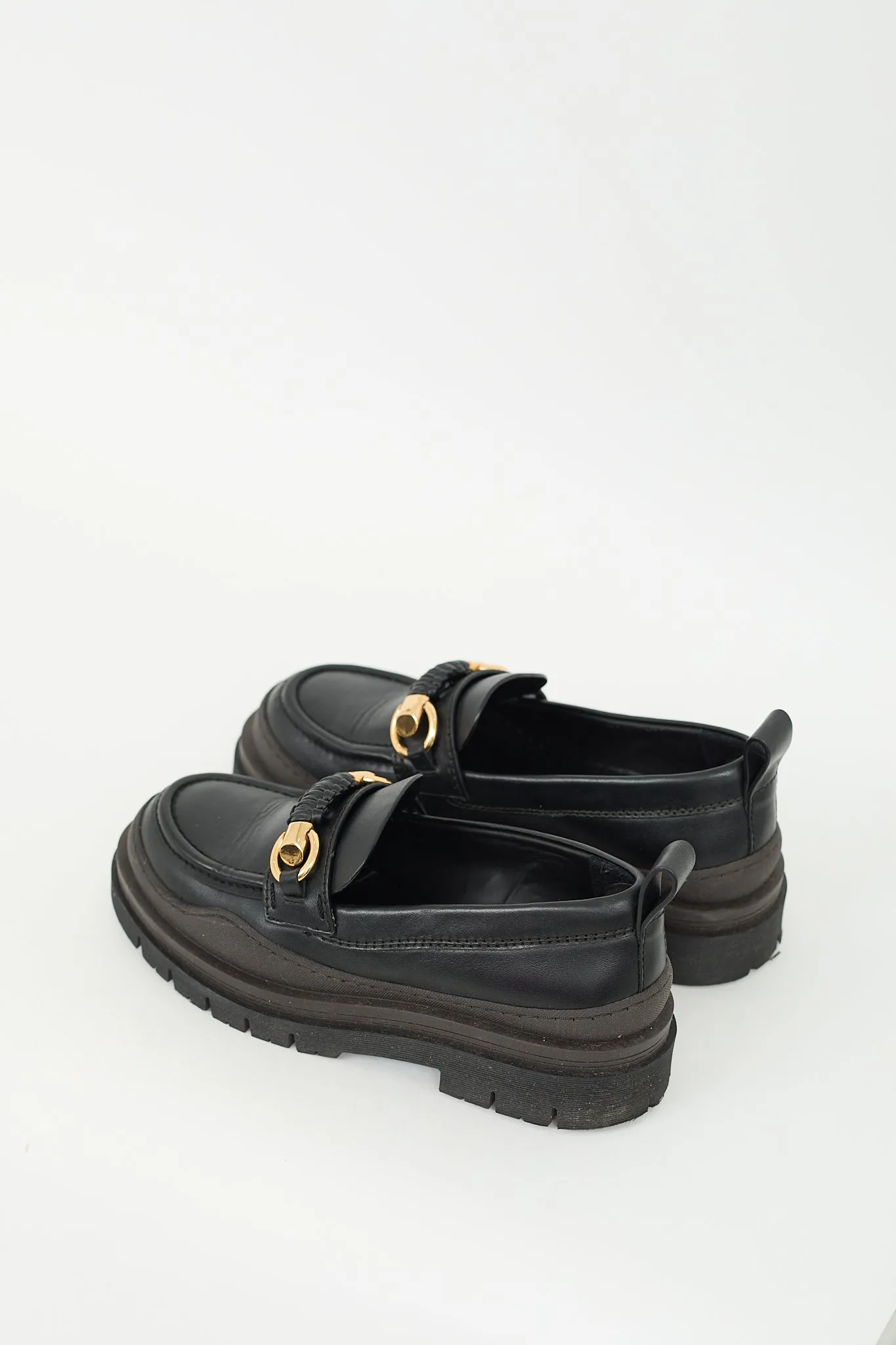 Black & Brown Leather Lylia Lug Sole Loafer
