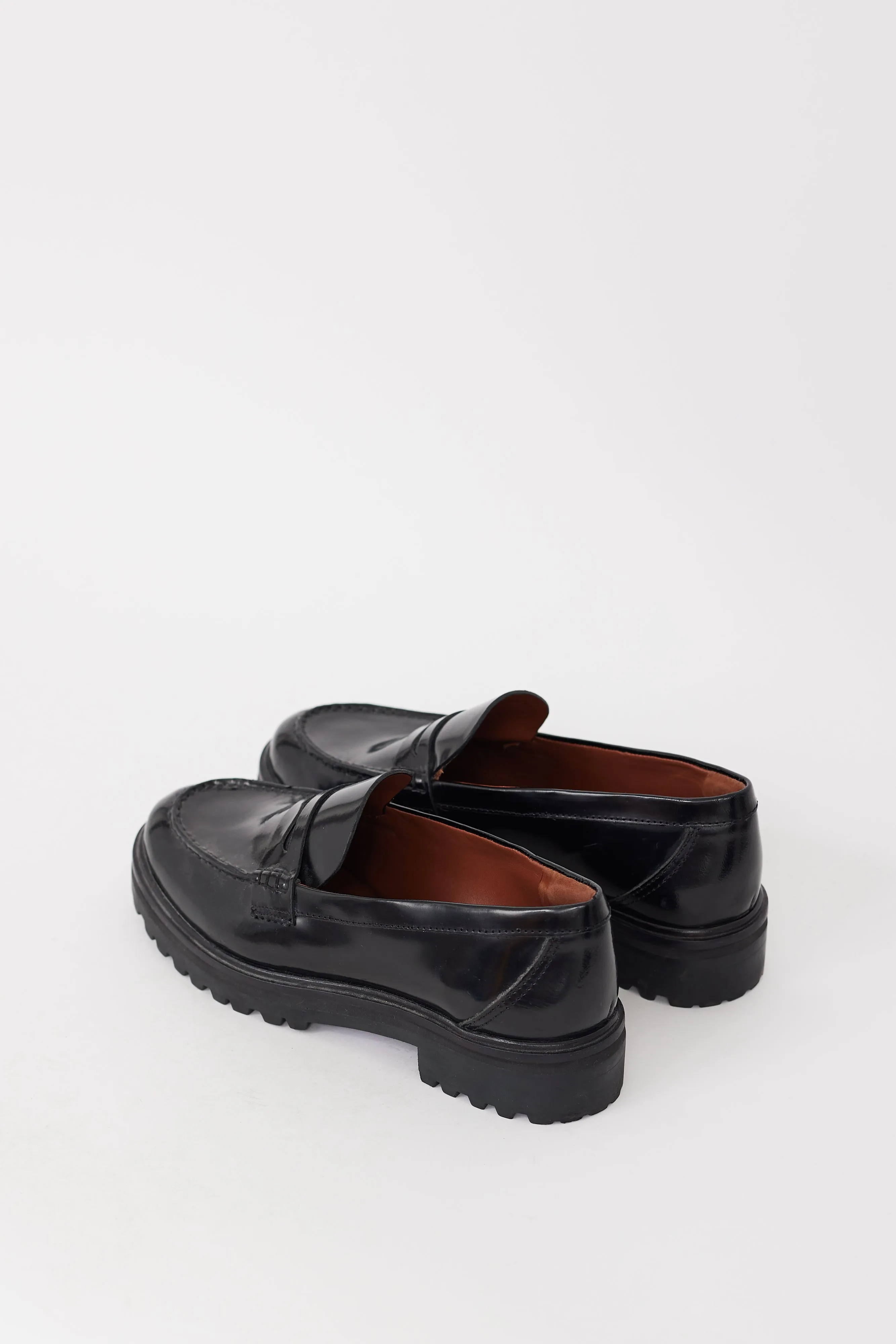 Black Leather Agathea Platform Loafer