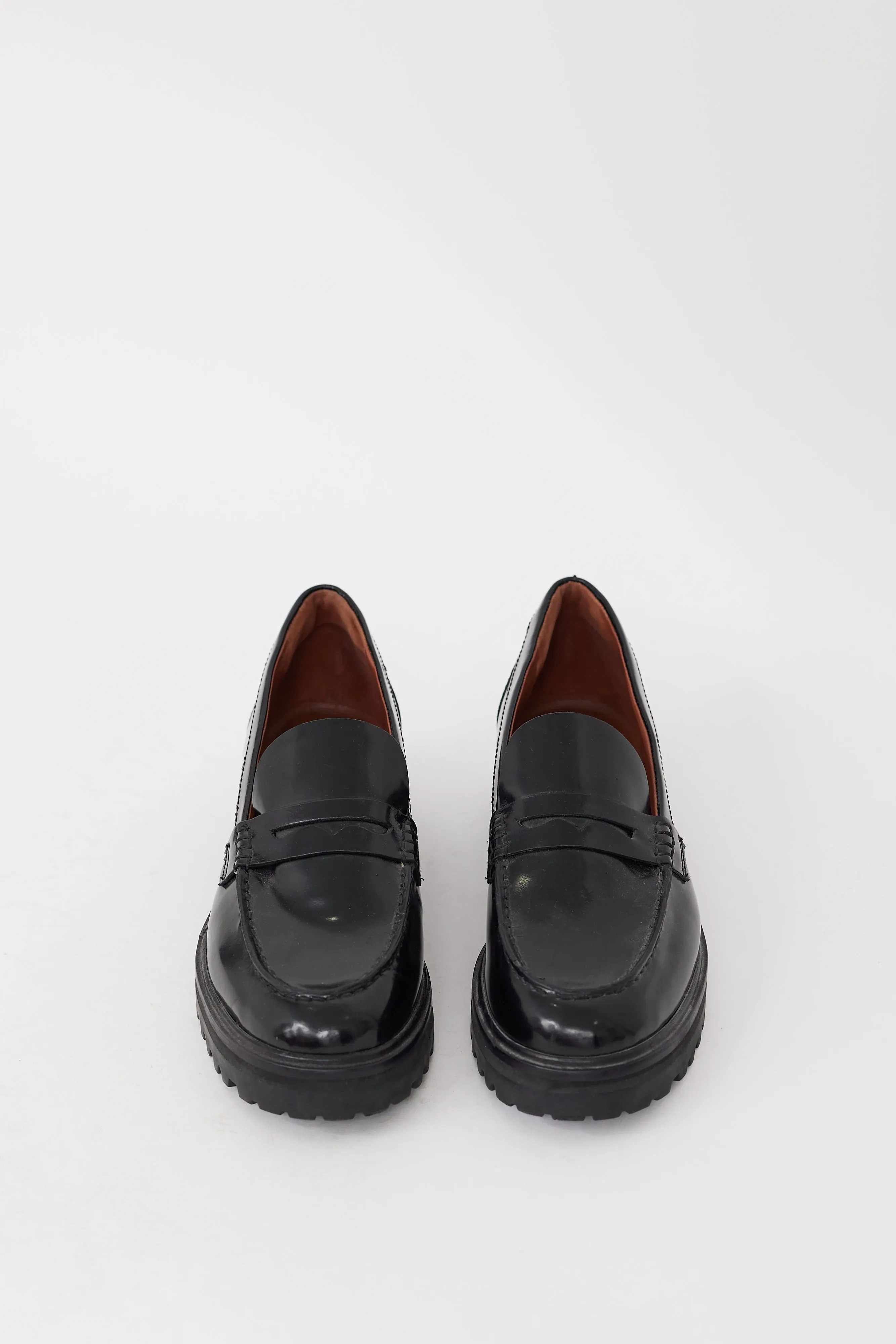 Black Leather Agathea Platform Loafer