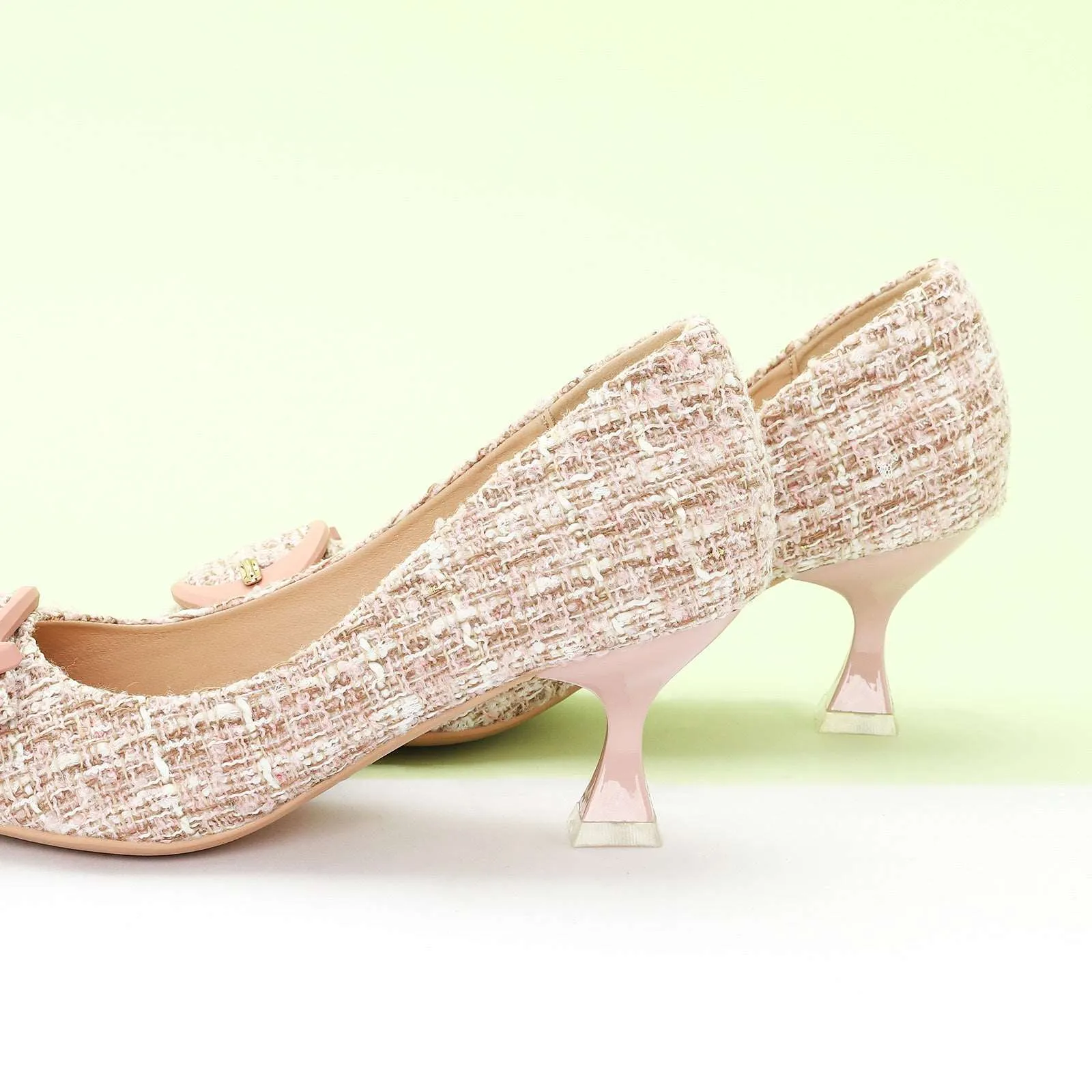 C Buckle Tweed Pumps (Olivia) Pink