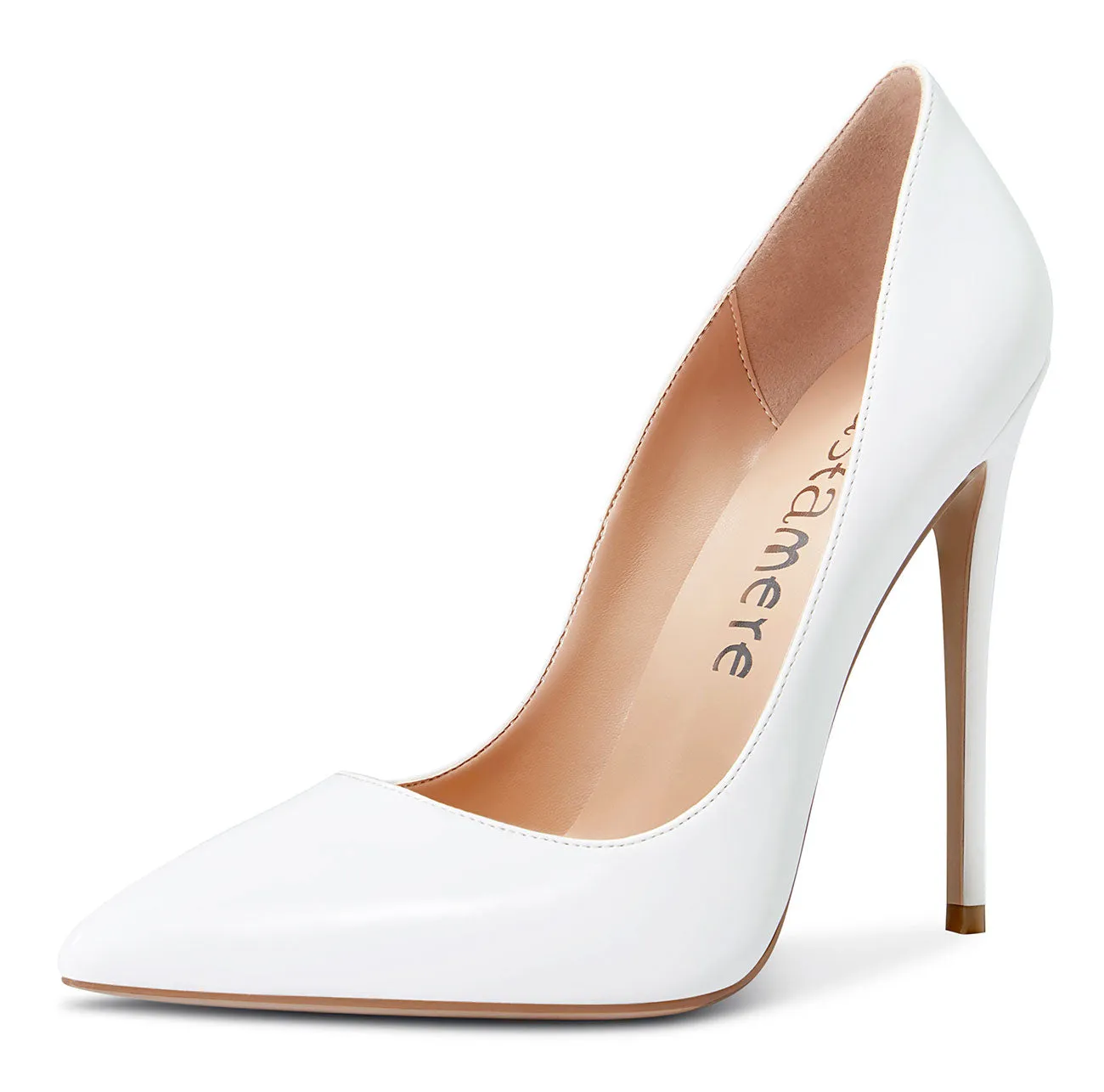 CASTAMERE Womens Sky High Heels Basic Pumps Pointed Toe Stilettos 12CM Heel Satin Shoes