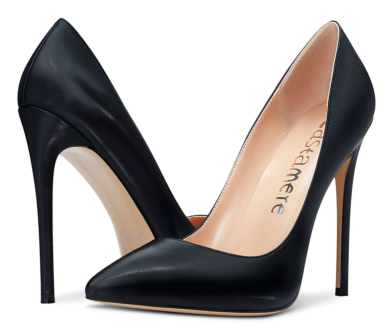 CASTAMERE Womens Sky High Heels Basic Pumps Pointed Toe Stilettos 12CM Heel Satin Shoes
