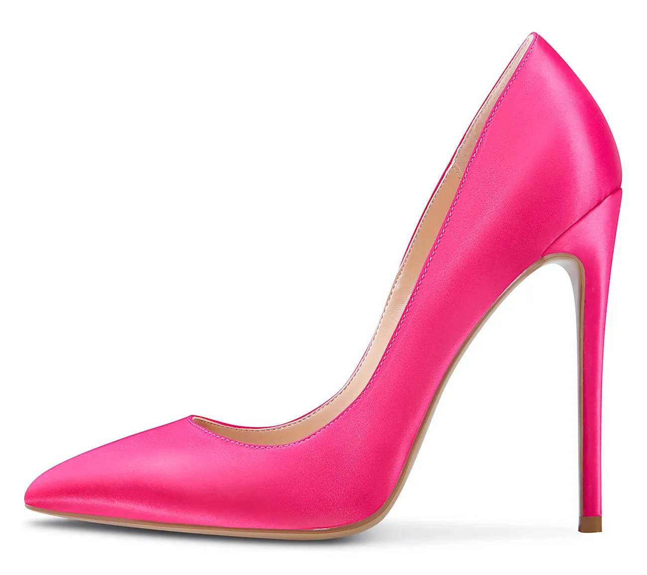 CASTAMERE Womens Sky High Heels Basic Pumps Pointed Toe Stilettos 12CM Heel Satin Shoes