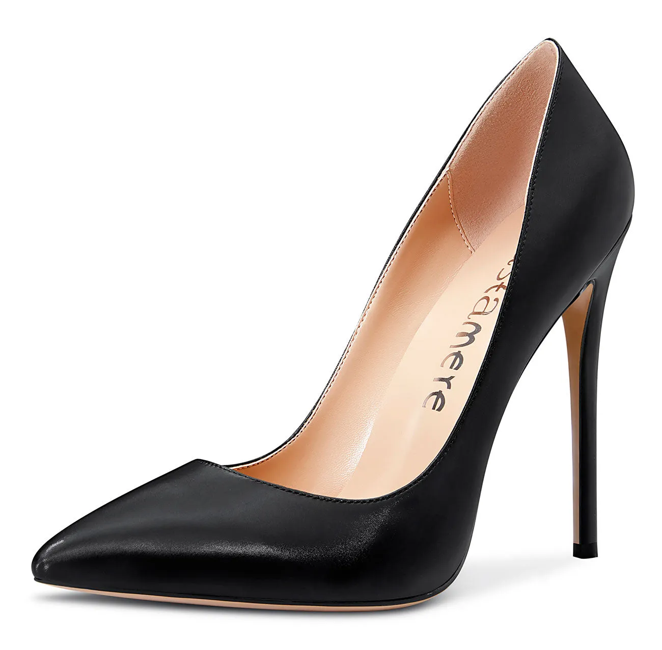 CASTAMERE Womens Sky High Heels Basic Pumps Pointed Toe Stilettos 12CM Heel Satin Shoes