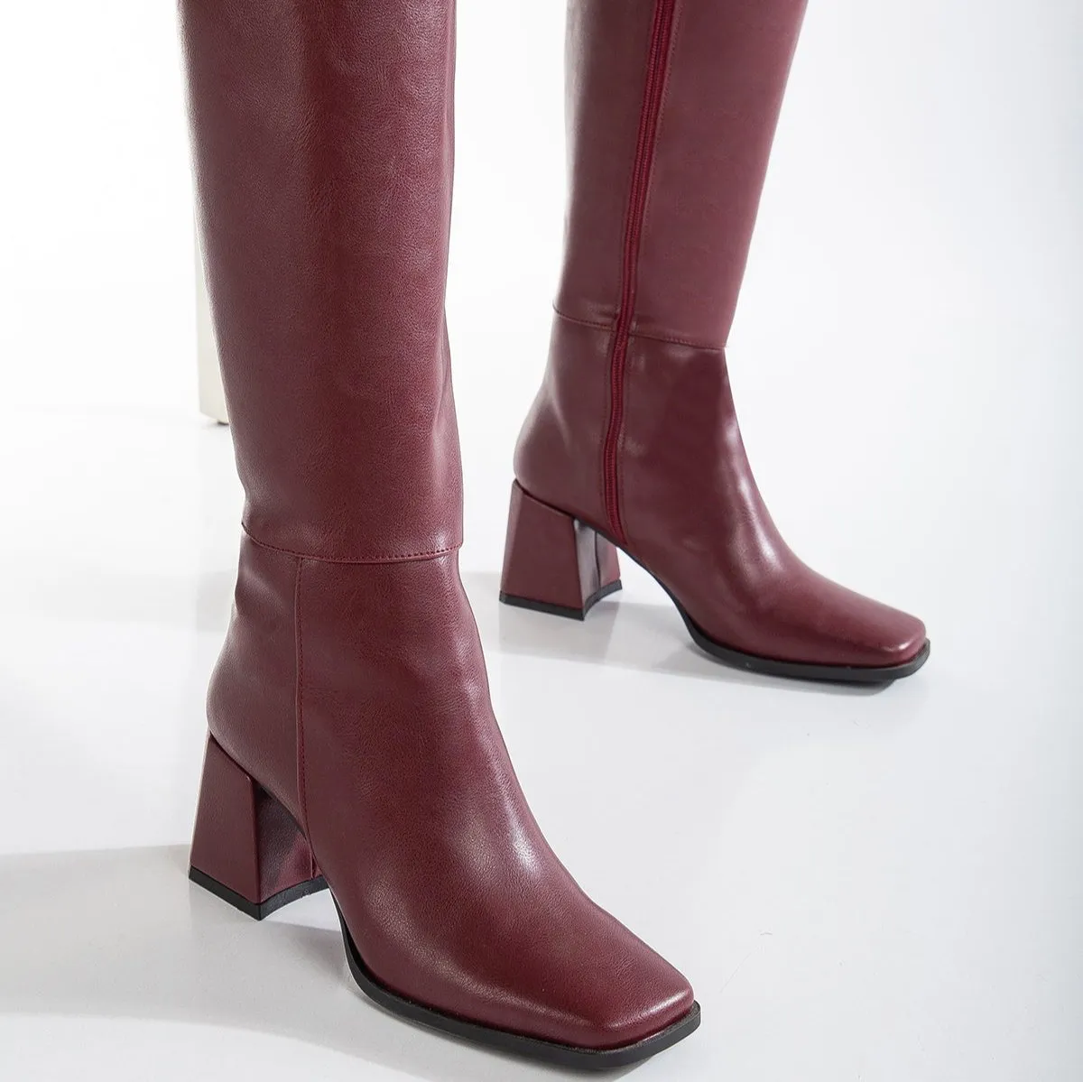 Celeste - Burgundy Matt Knee High Boots