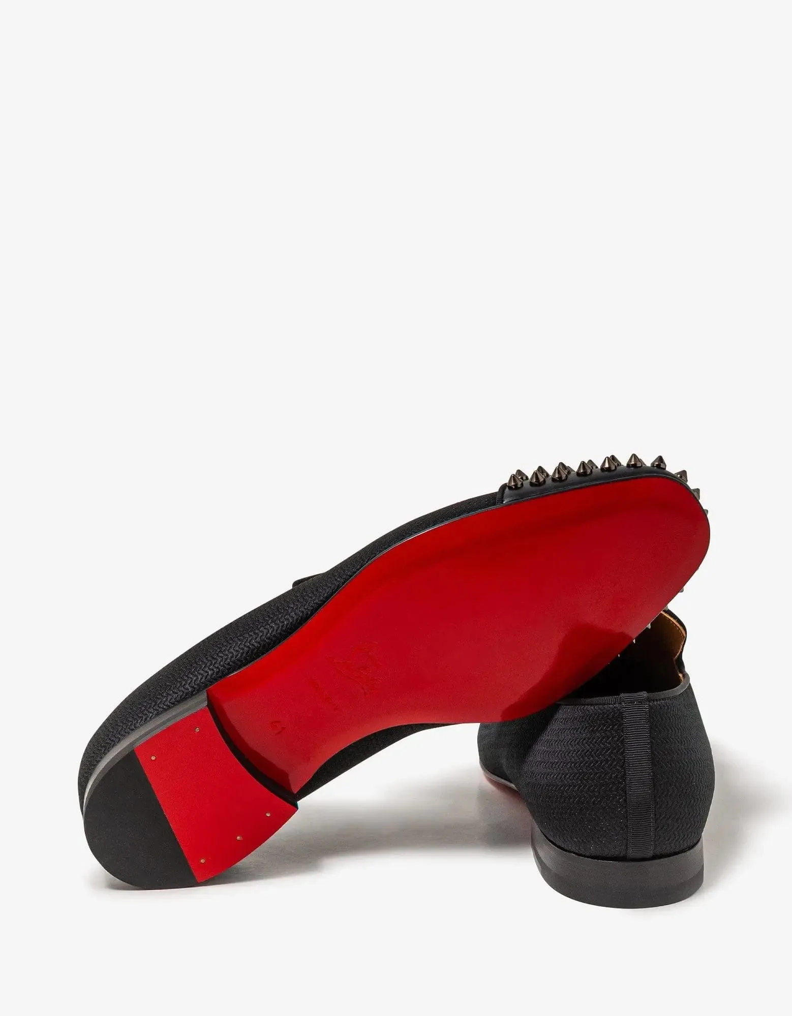 Christian Louboutin Navy Spooky Flat Jacquard Gaufrette Black Loafers -