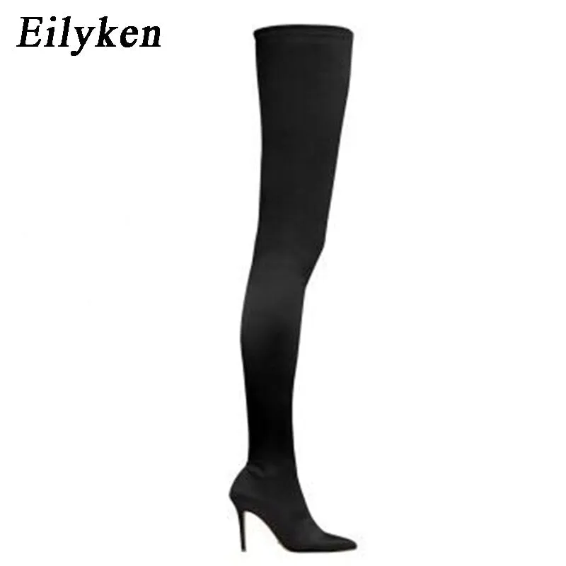 DEANWANGKT  Thigh High Boots Over The Knee Elastic Stretch Boots Women Botas Mujer Sexy Knee High Heels Sock Boots New