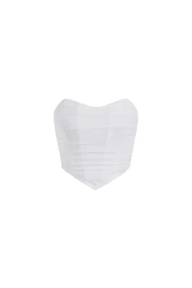 Emmy Ruched Corset Top (White)