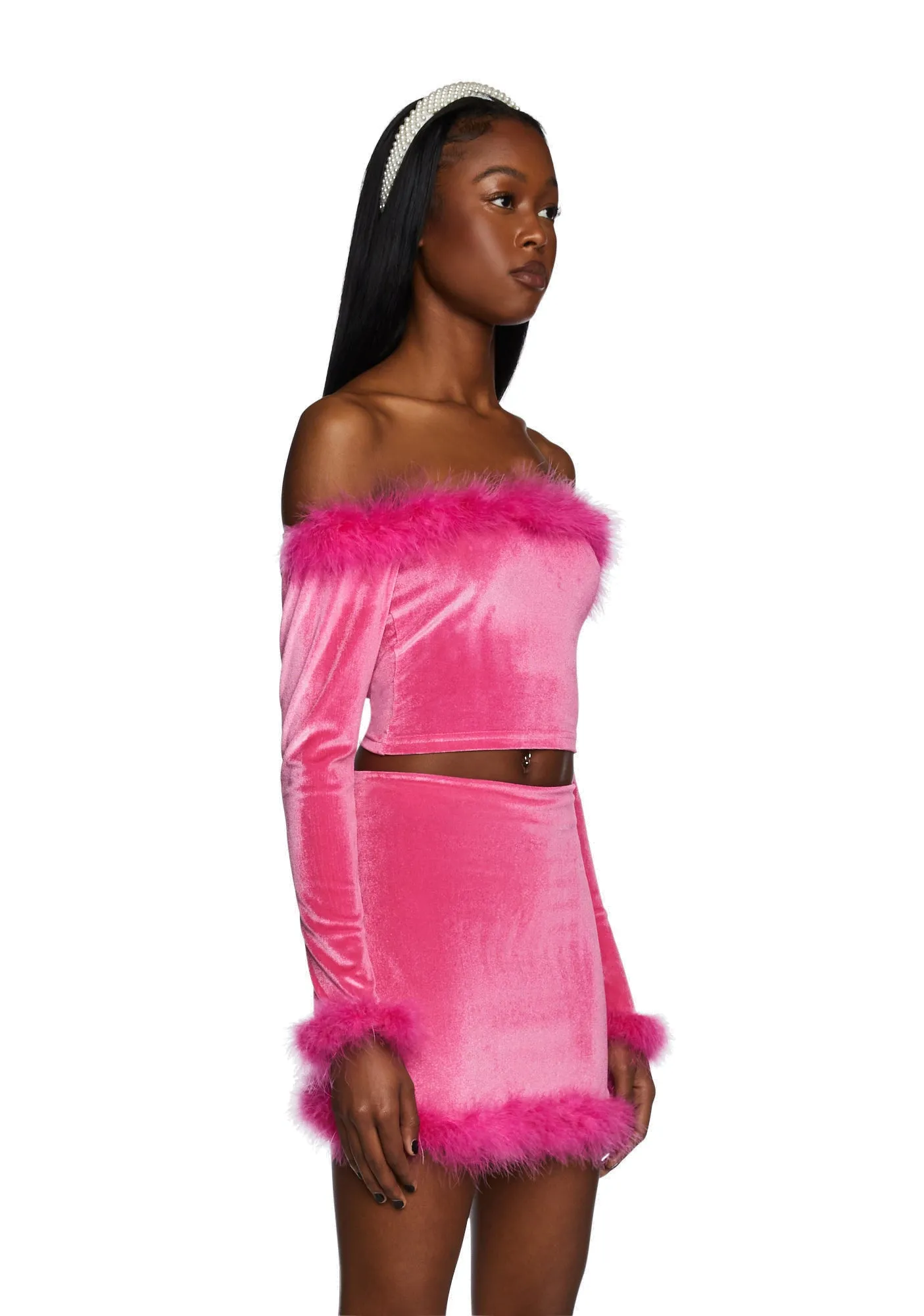 Filthy Femme Velvet Crop Top - Pink