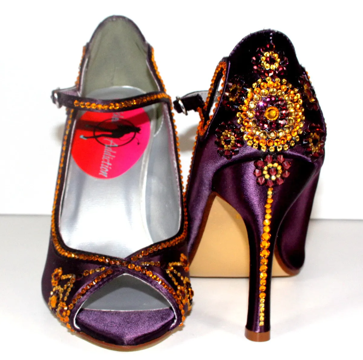 Gatsby 1920's Purple Satin Crystal Heel