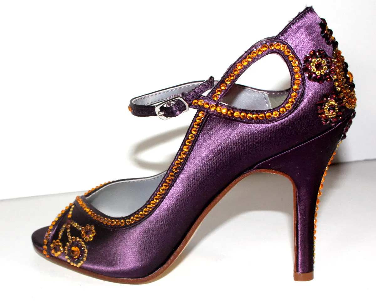 Gatsby 1920's Purple Satin Crystal Heel