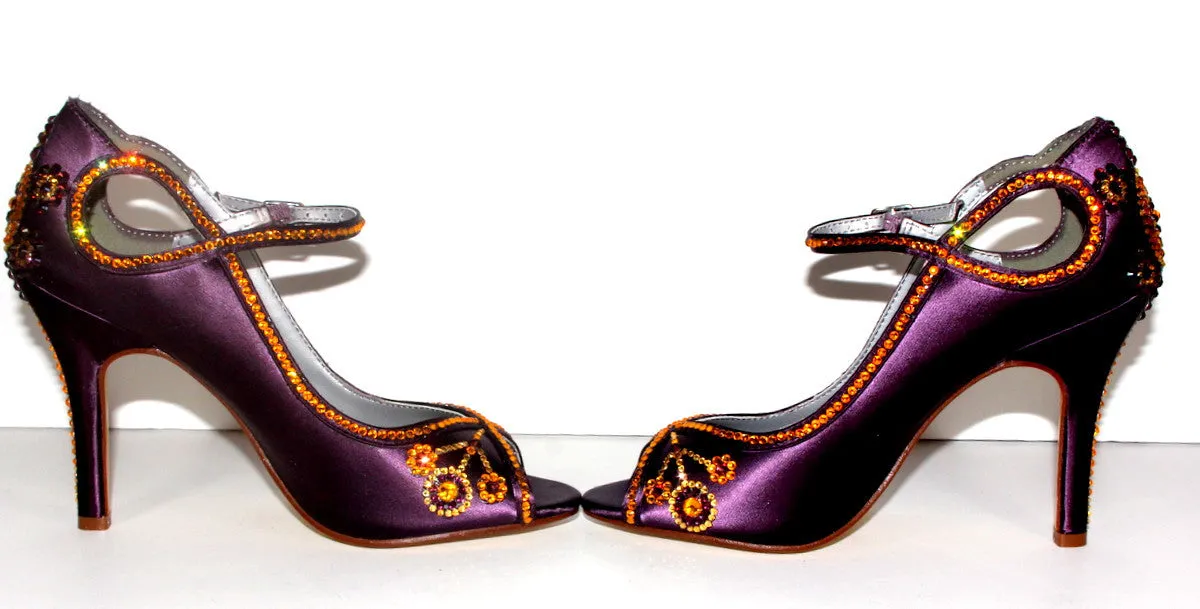 Gatsby 1920's Purple Satin Crystal Heel
