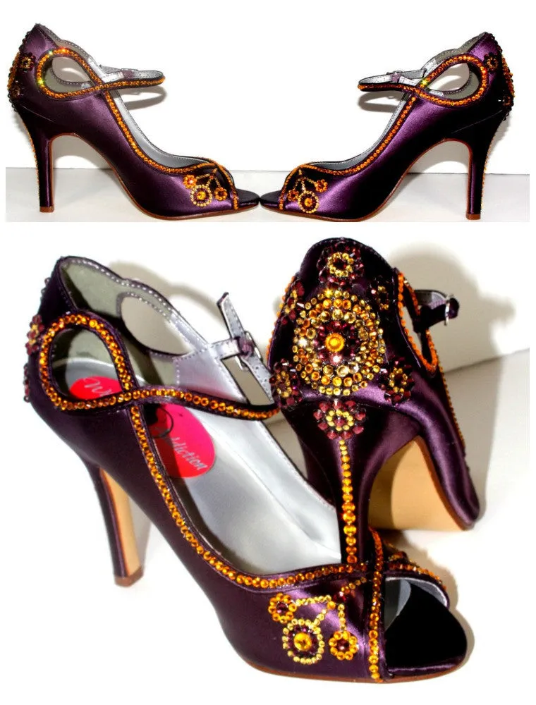 Gatsby 1920's Purple Satin Crystal Heel