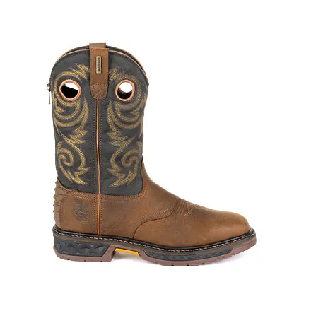 Georgia Men's 11" Carbo-Tec LT Waterproof Pull-On Work Boot - Black/Brown GB00266