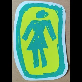 Girl Skateboard Sticker - Green/Yellow