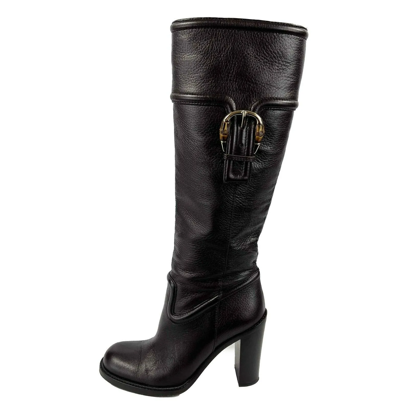 GUCCI - Bamboo Tall Knee Length Boots - Brown - Block Heel 37.5 Fits like US 7
