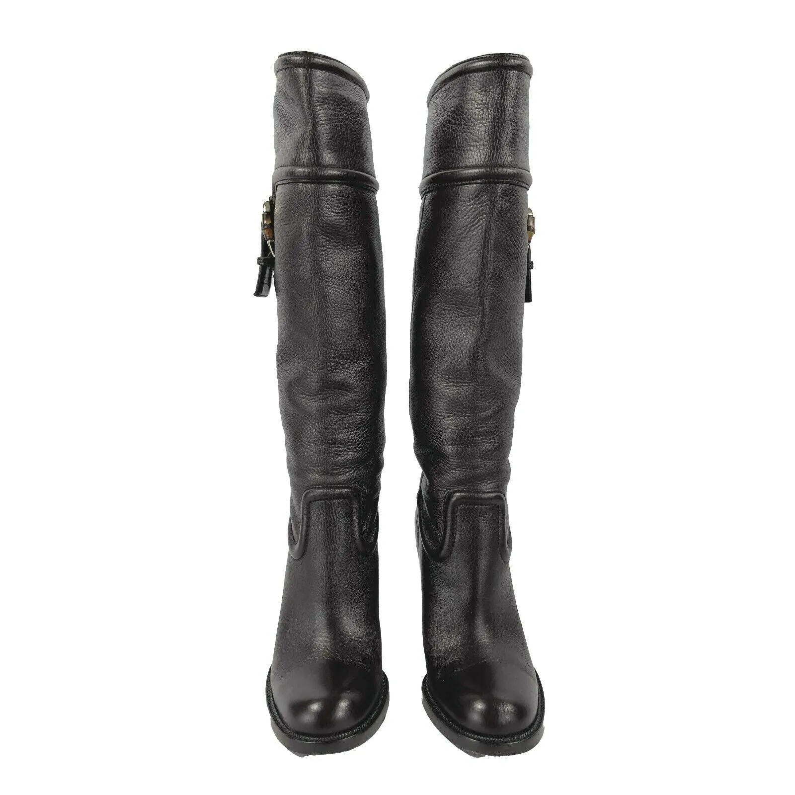 GUCCI - Bamboo Tall Knee Length Boots - Brown - Block Heel 37.5 Fits like US 7