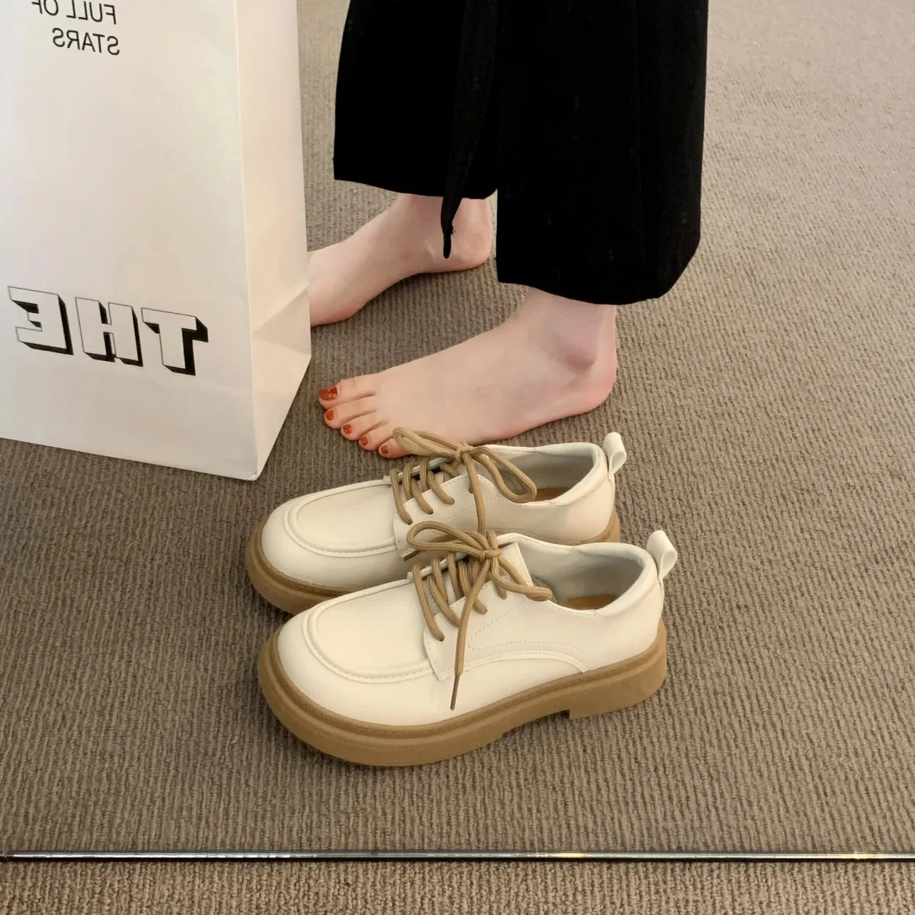 Hnzxzm 2024  Autumn Clogs Platform British Style Oxfords Women's Casual Female Sneakers Flats Modis Round Toe Fall Retro Creepers Prepp