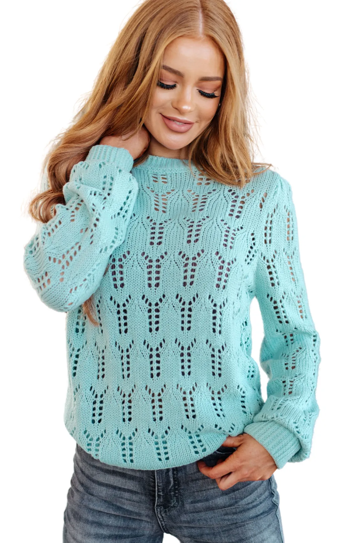 Hole In One Sheer Pointelle Knit Sweater