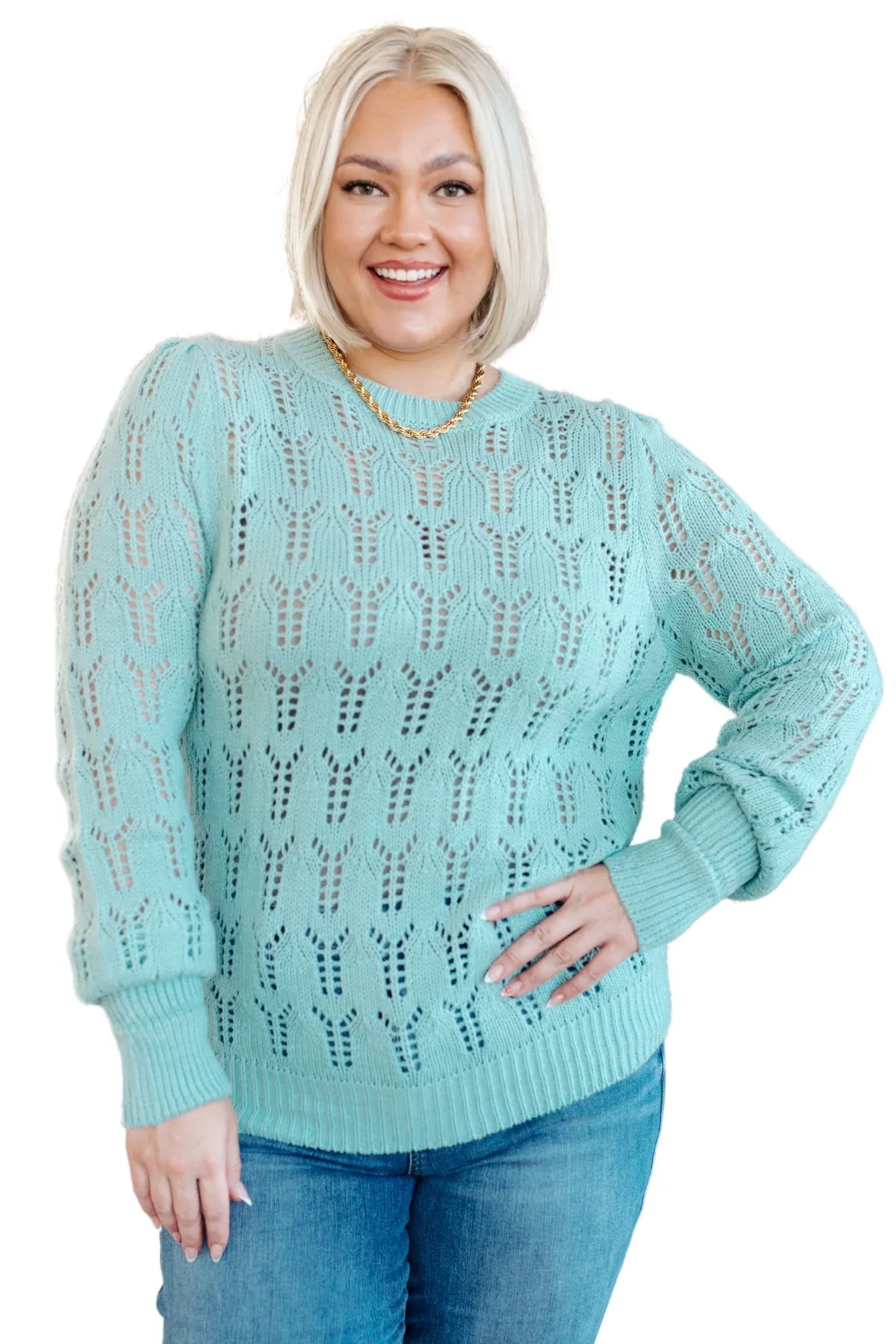 Hole In One Sheer Pointelle Knit Sweater