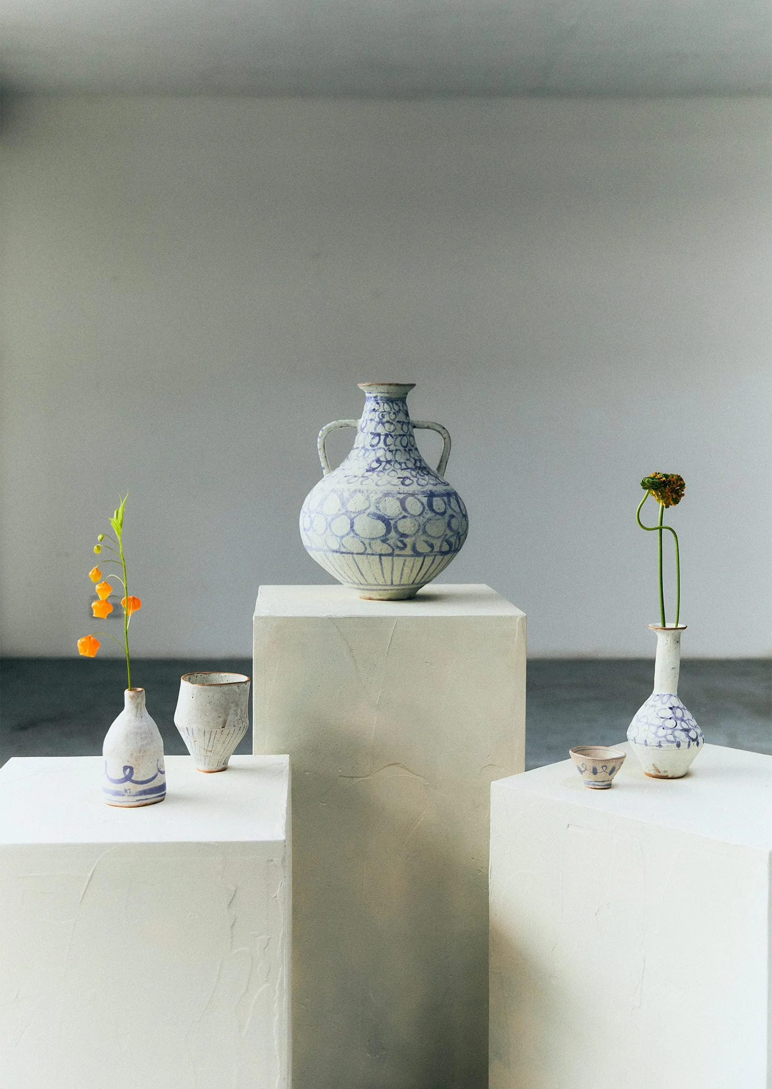 Kate Semple Small Scroll Bowl | Dolomite/Water Blue