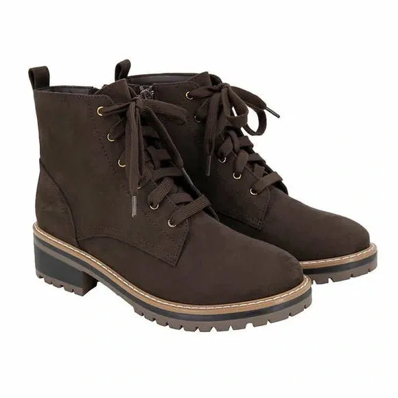 Kensie Women's Kasha Lace Up Boots with Side Zipper
