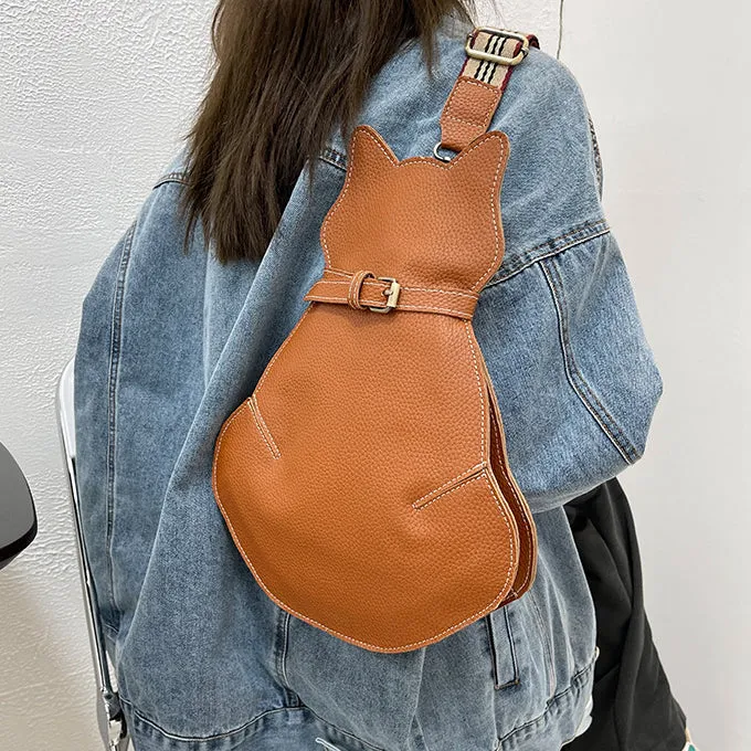 Kitten Shape Zipper Personality Crossbody Bag