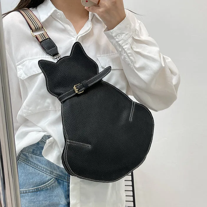 Kitten Shape Zipper Personality Crossbody Bag