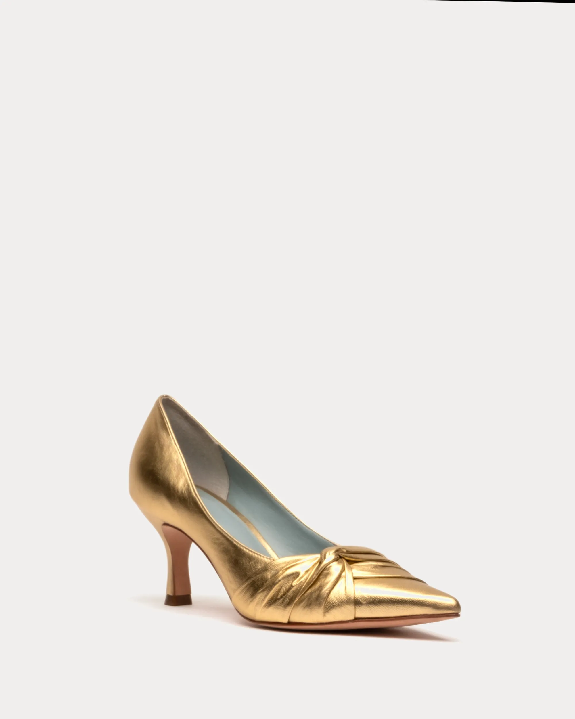 Knot Kitten Heel Crinkle Nappa Platino