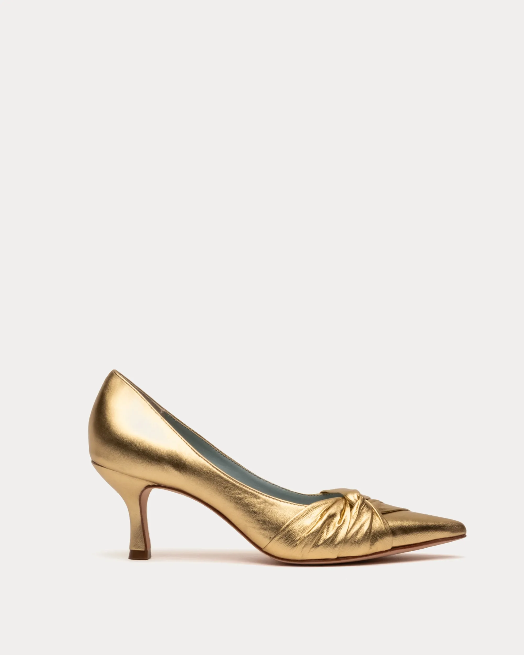 Knot Kitten Heel Crinkle Nappa Platino