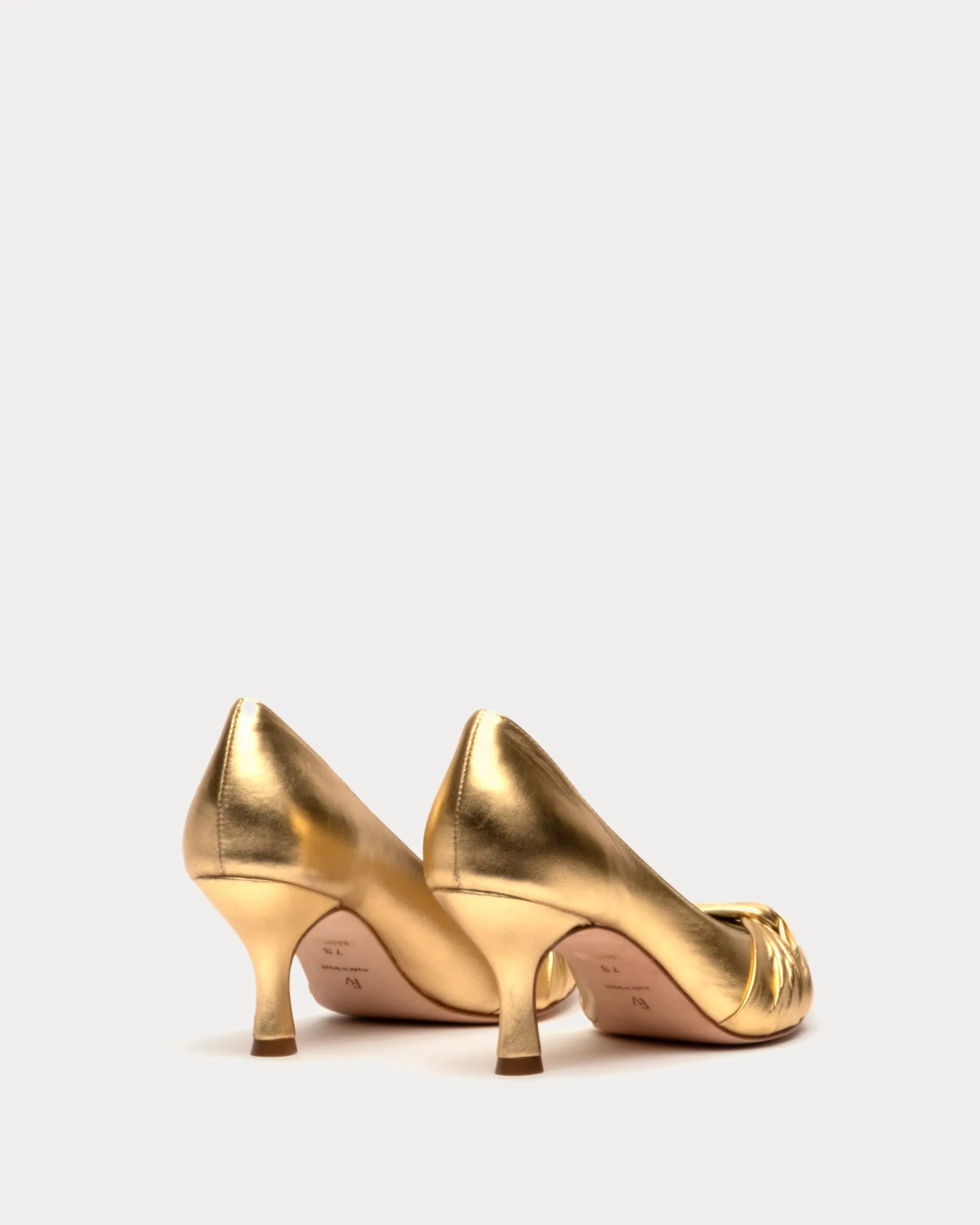 Knot Kitten Heel Crinkle Nappa Platino